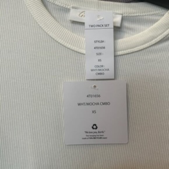 NWT Gypsy + Jade 2 Pack Mauve & Cream Fitted Ribbed Long Sleeve Tees Tops - Picture 10 of 10